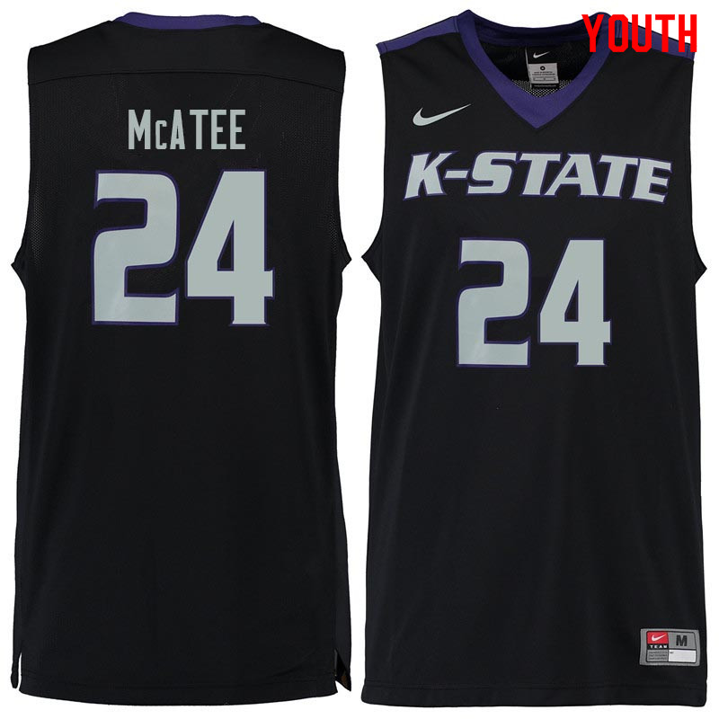 Youth #24 Pierson McAtee Kansas State Wildcats College Basketball Jerseys Sale-Black